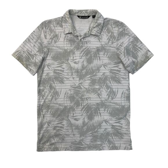 Travis Mathew Golf Shirt Men M Medium White Gray Performance Island Seaside Polo - Picture 1 of 12